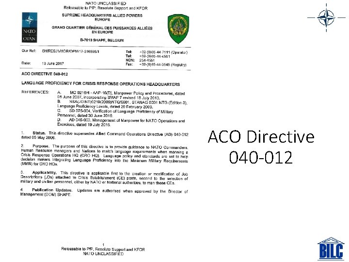 ACO Directive 040 -012 