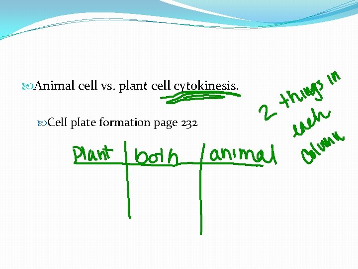 Animal cell vs. plant cell cytokinesis. Cell plate formation page 232 Animal cell vs. plant cell cytokinesis. Cell plate formation page 232