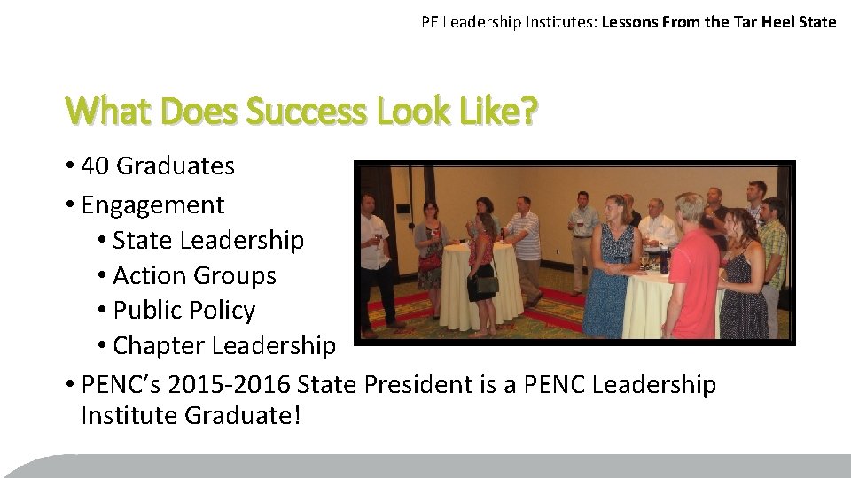 PE Leadership Institutes: Lessons From the Tar Heel State What Does Success Look Like?