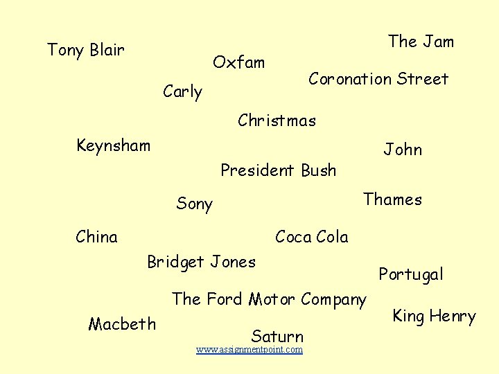 Tony Blair The Jam Oxfam Coronation Street Carly Christmas Keynsham John President Bush Thames