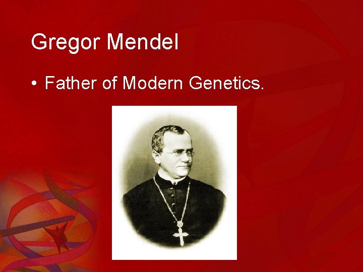 Gregor Mendel • Father of Modern Genetics. 