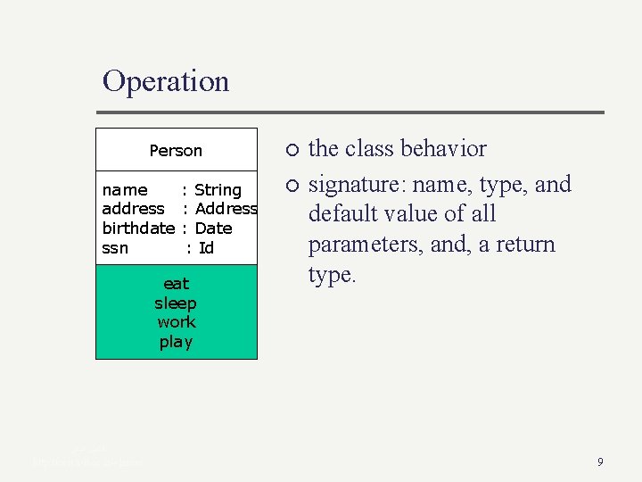 Operation Person name address birthdate ssn : String : Address : Date : Id Operation Person name address birthdate ssn : String : Address : Date : Id