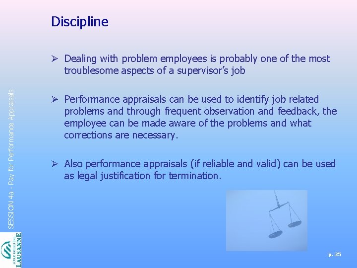 Discipline SESSION 4 a - Pay for Performance Appraisals Ø Dealing with problem employees