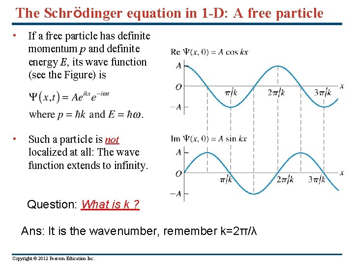 The Schrödinger equation in 1 -D: A free particle • If a free particle