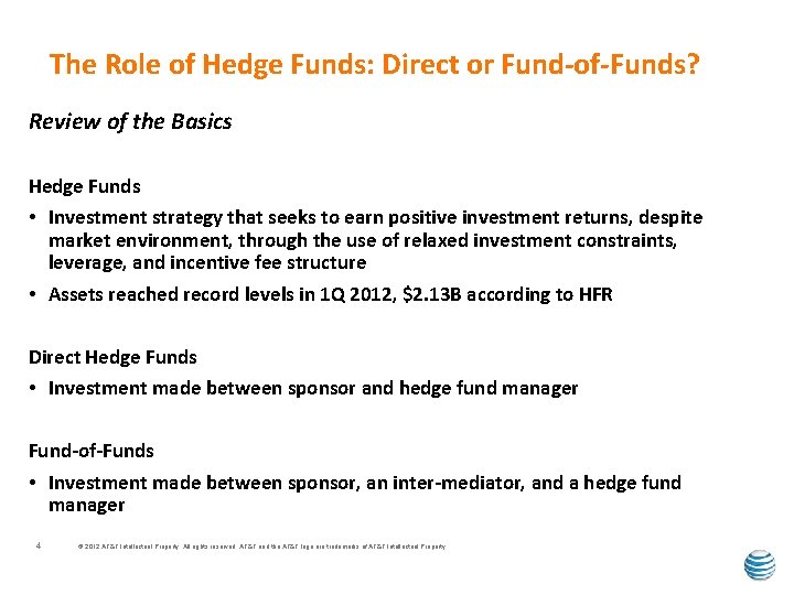 The Role of Hedge Funds: Direct or Fund-of-Funds? Review of the Basics Hedge Funds