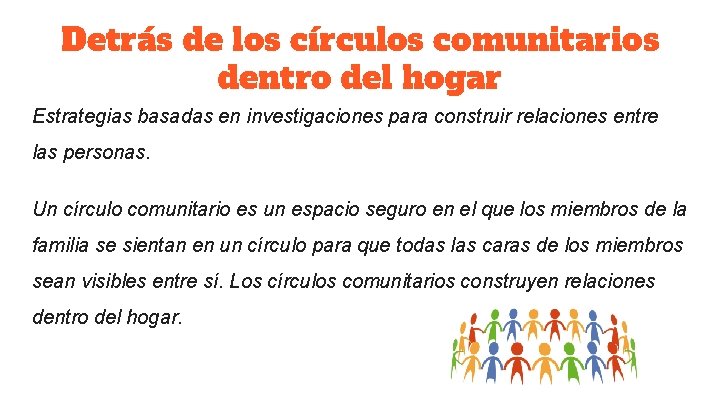 Detrás de los círculos comunitarios dentro del hogar Estrategias basadas en investigaciones para construir Detrás de los círculos comunitarios dentro del hogar Estrategias basadas en investigaciones para construir
