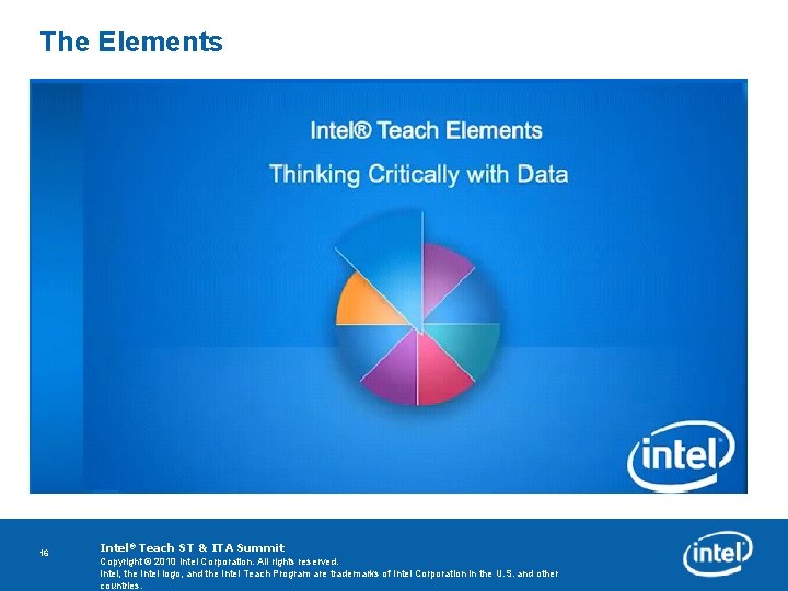 The Elements Copyright © 2010 Intel Corporation. All rights reserved. Intel, the Intel logo,