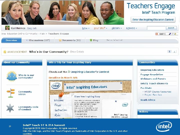 Copyright © 2010 Intel Corporation. All rights reserved. Intel, the Intel logo, Intel Education