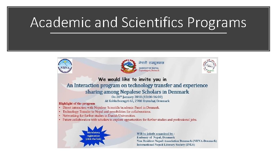 Academic and Scientifics Programs 