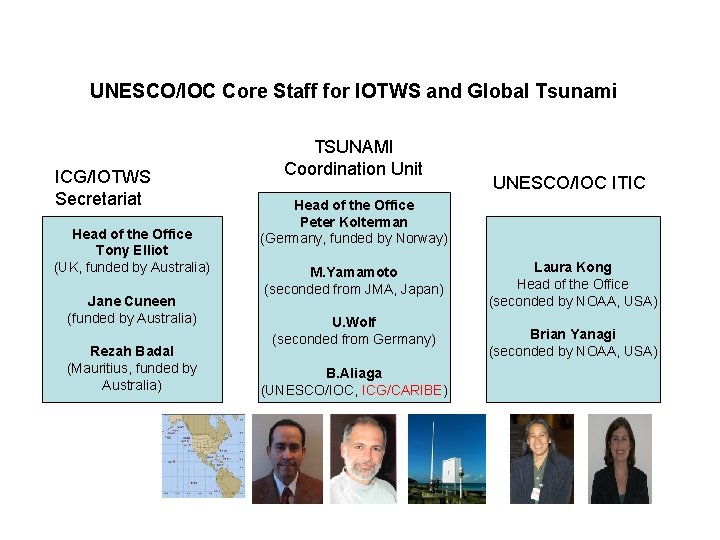 UNESCO/IOC Core Staff for IOTWS and Global Tsunami ICG/IOTWS Secretariat Head of the Office