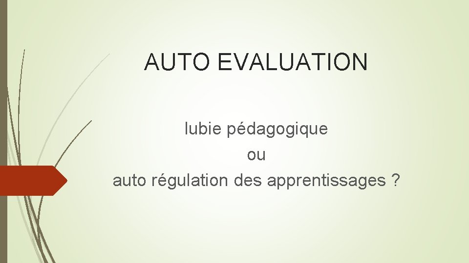 AUTO EVALUATION lubie pédagogique ou auto régulation des apprentissages ? 