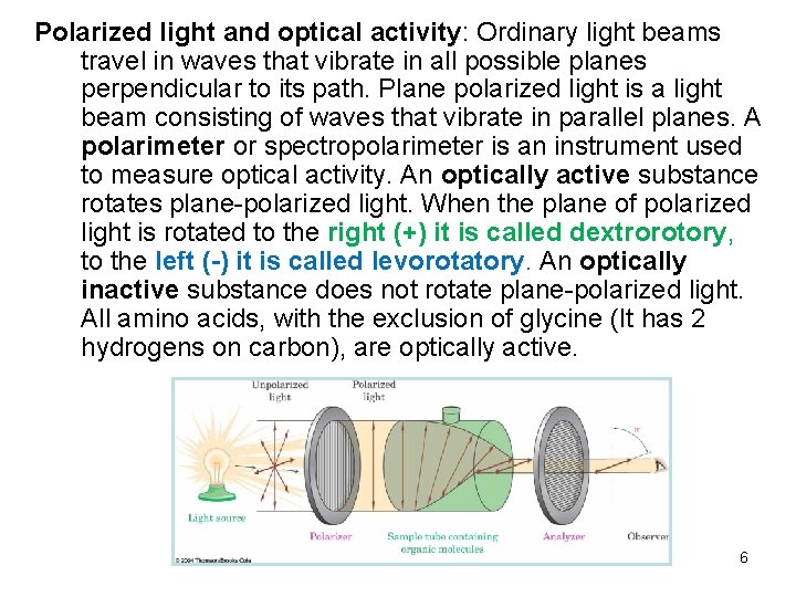 Polarized light and optical activity: Ordinary light beams travel in waves that vibrate in