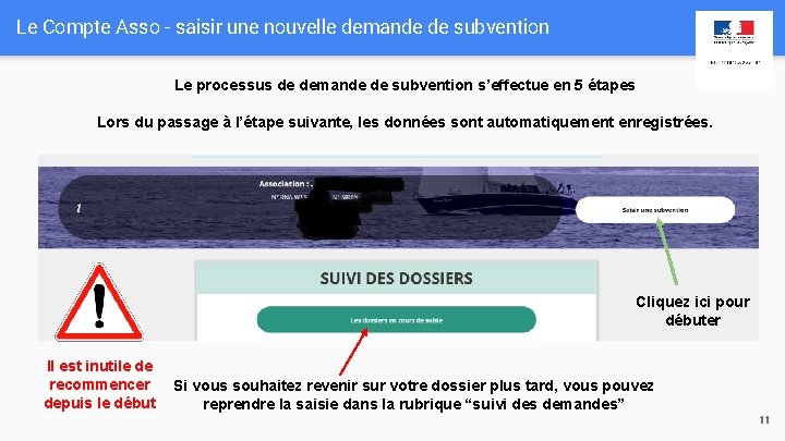 Le Compte Asso - saisir une nouvelle demande de subvention Le processus de demande Le Compte Asso - saisir une nouvelle demande de subvention Le processus de demande