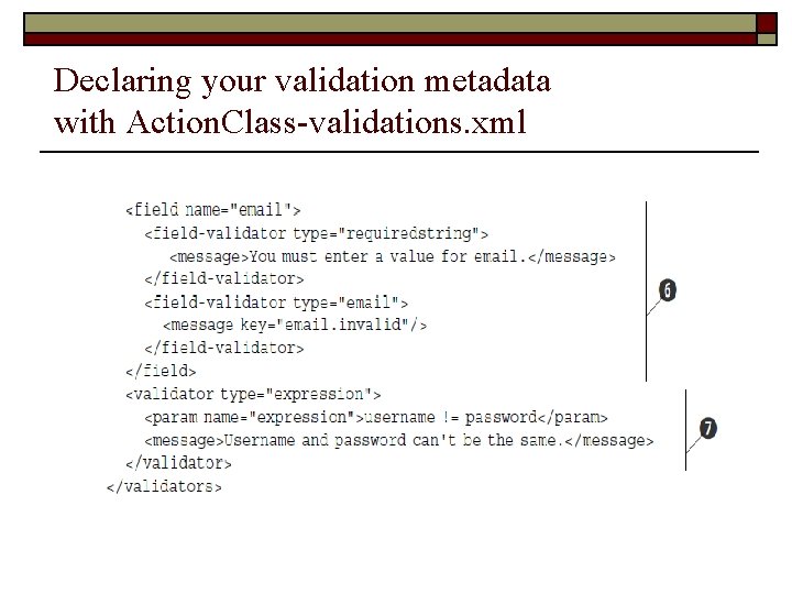 Declaring your validation metadata with Action. Class-validations. xml 