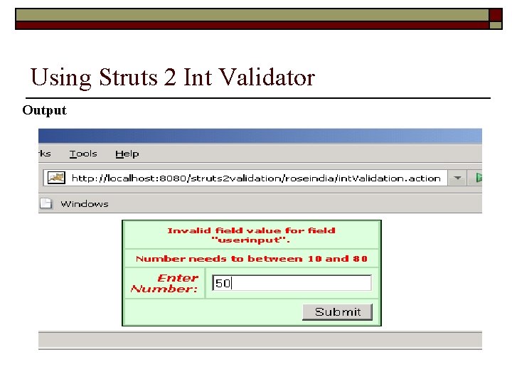 Using Struts 2 Int Validator Output 