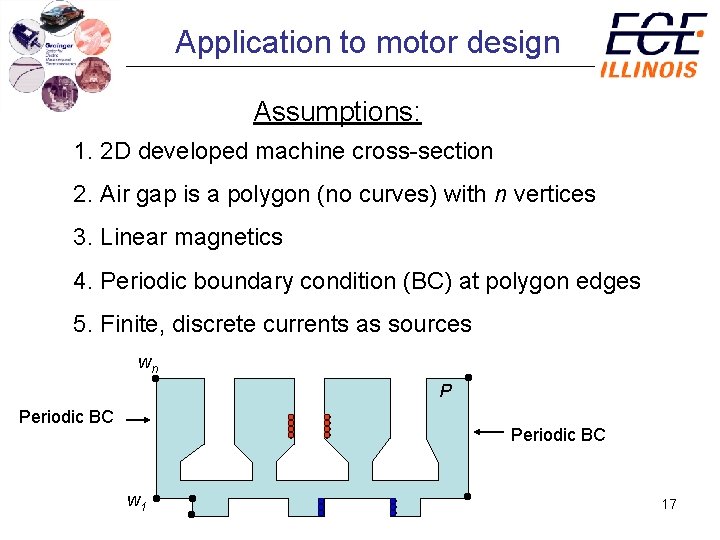 Application to motor design Assumptions: 1. 2 D developed machine cross-section 2. Air gap