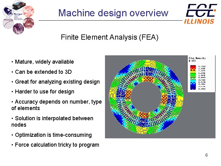 Machine design overview Finite Element Analysis (FEA) • Mature, widely available • Can be