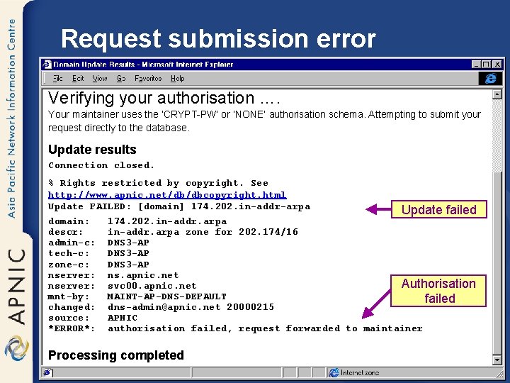 Request submission error Verifying your authorisation …. Your maintainer uses the ‘CRYPT-PW’ or ‘NONE’