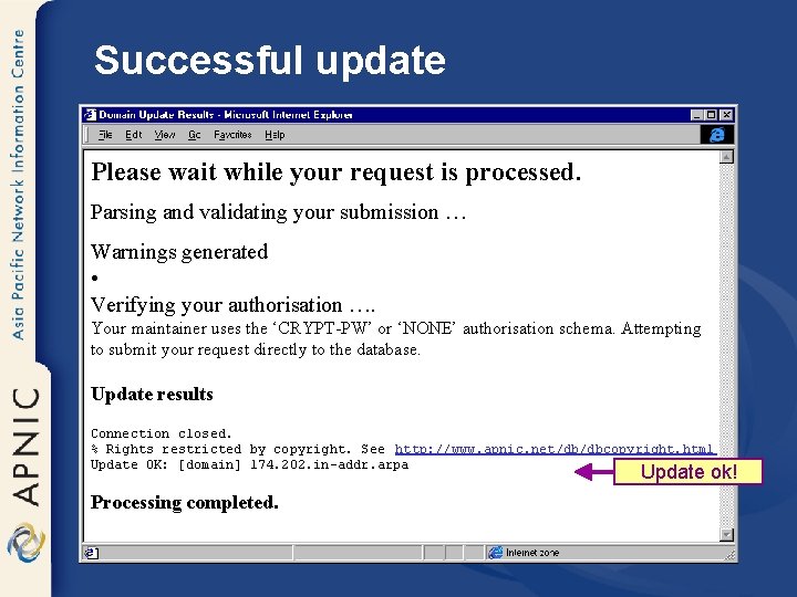 Successful update Please wait while your request is processed. Parsing and validating your submission