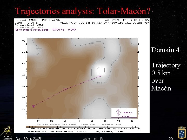 Trajectories analysis: Tolar-Macón? Domain 4 Trajectory 0. 5 km over Macón Jan. 30 th,