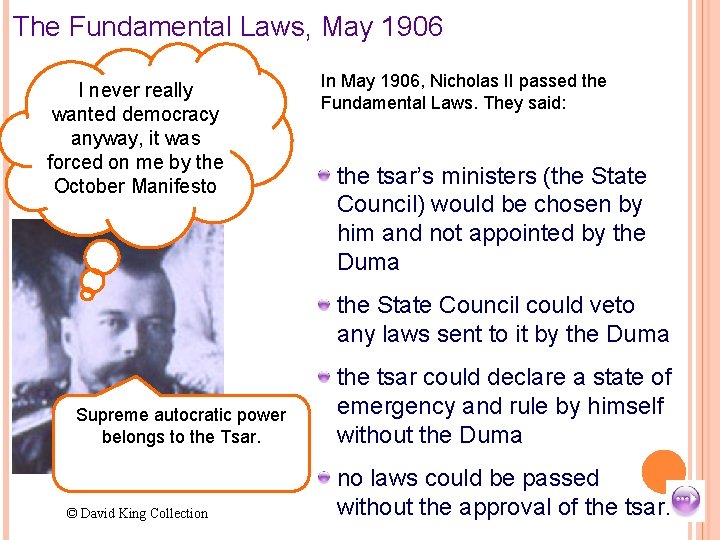 The Fundamental Laws, May 1906 I never really wanted democracy anyway, it was forced