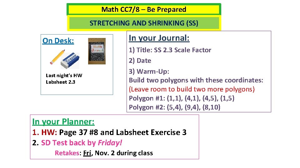 Math CC 78 Be Prepared STRETCHING AND SHRINKING