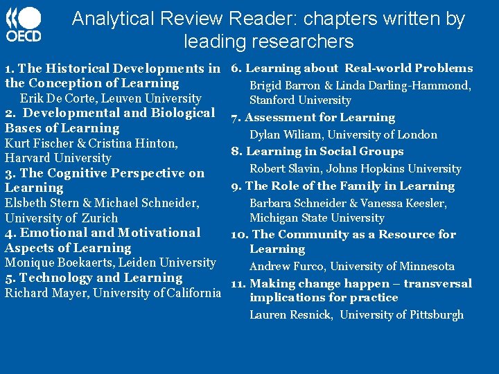 Analytical Review Reader: chapters written by leading researchers 1. The Historical Developments in the