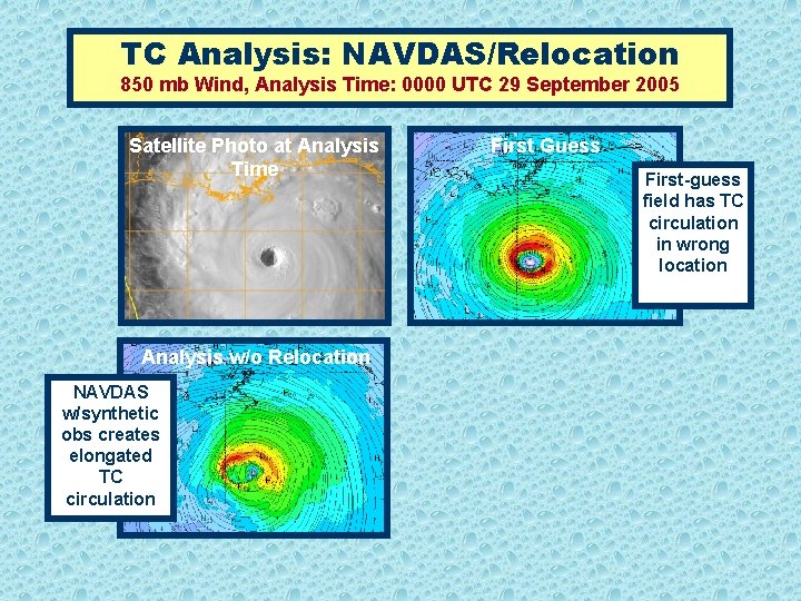 TC Analysis: NAVDAS/Relocation 850 mb Wind, Analysis Time: 0000 UTC 29 September 2005 Satellite