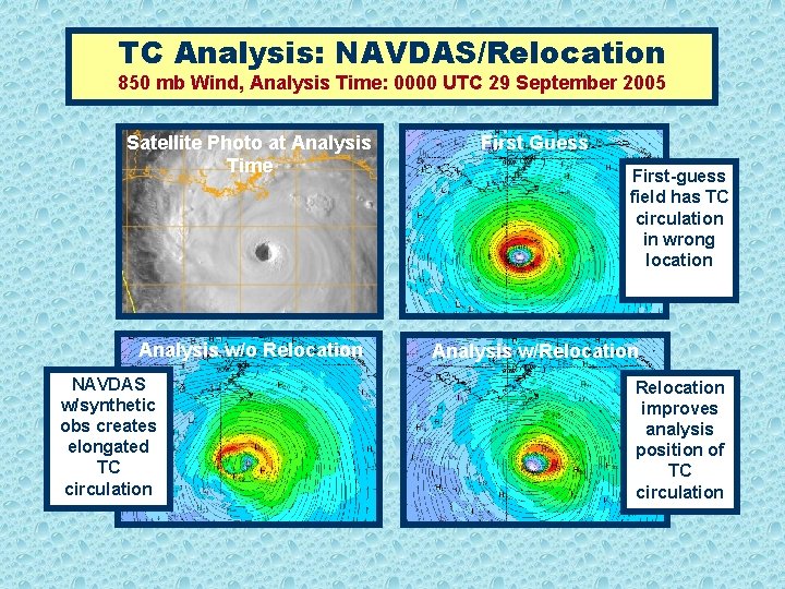 TC Analysis: NAVDAS/Relocation 850 mb Wind, Analysis Time: 0000 UTC 29 September 2005 Satellite