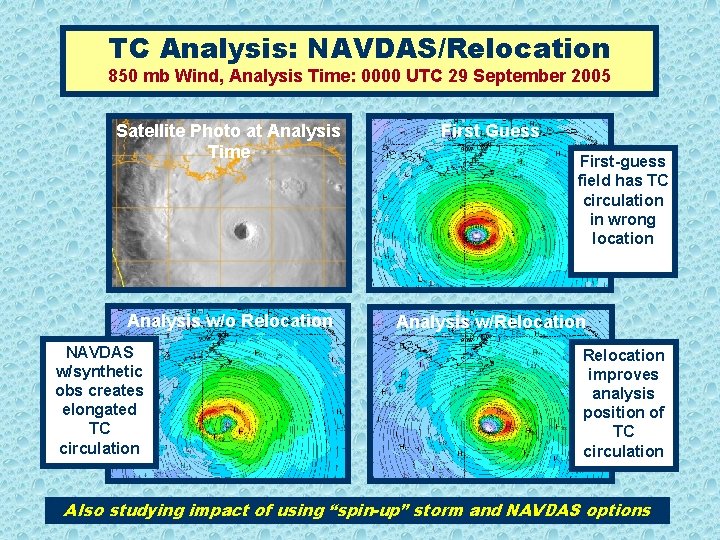 TC Analysis: NAVDAS/Relocation 850 mb Wind, Analysis Time: 0000 UTC 29 September 2005 Satellite
