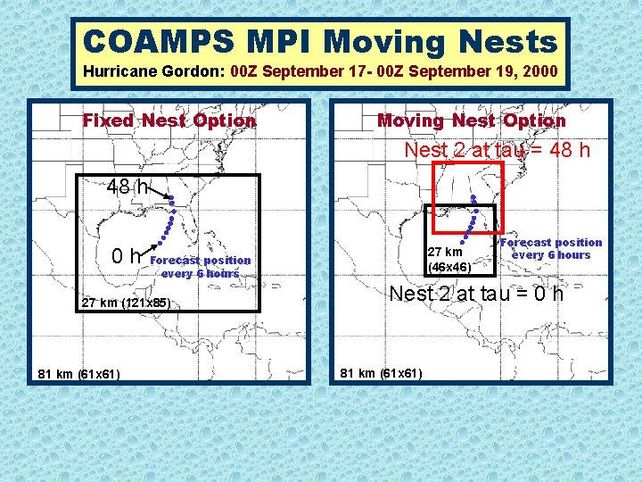 COAMPS MPI Moving Nests Hurricane Gordon: 00 Z September 17 - 00 Z September