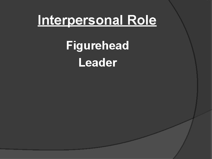 Interpersonal Role Figurehead Leader 