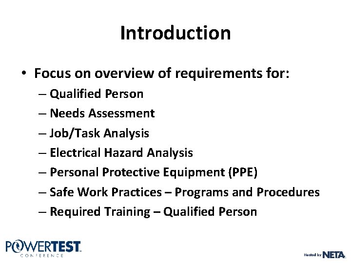 Introduction • Focus on overview of requirements for: – Qualified Person – Needs Assessment Introduction • Focus on overview of requirements for: – Qualified Person – Needs Assessment