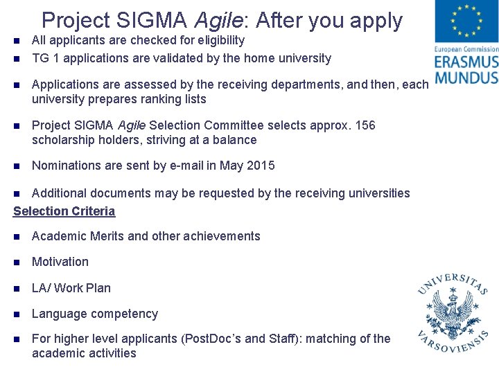 Project SIGMA Agile: After you apply n n All applicants are checked for eligibility