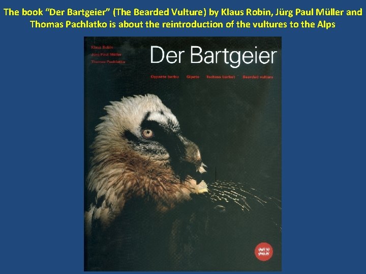 The book “Der Bartgeier” (The Bearded Vulture) by Klaus Robin, Jürg Paul Müller and