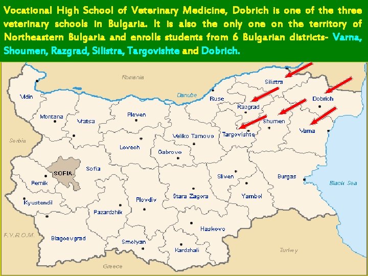 Vocational High School of Veterinary Medicine, Dobrich is one of the three veterinary schools