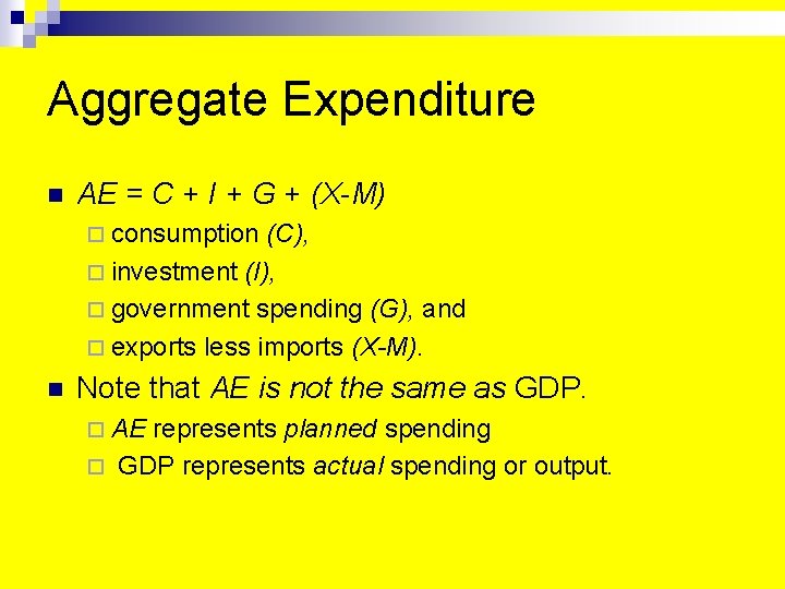 Aggregate Expenditure And Equilibrium National Output N Aggregate
