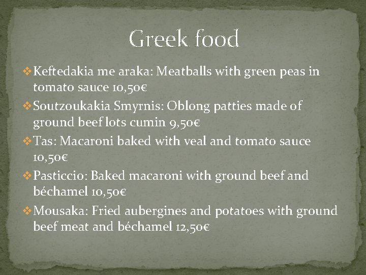 Greek food v Keftedakia me araka: Meatballs with green peas in tomato sauce 10,