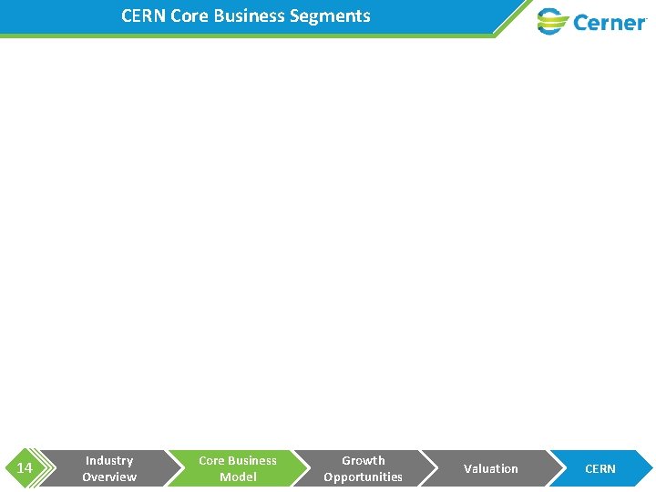 CERN Core Business Segments Support, Maintenance & Services: 66% 14 Industry Overview Core Business