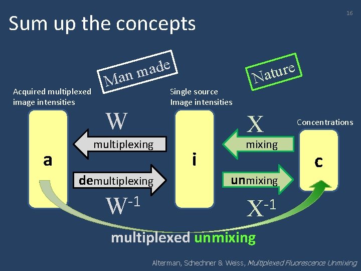 Sum up the concepts Acquired multiplexed image intensities a de a m an M
