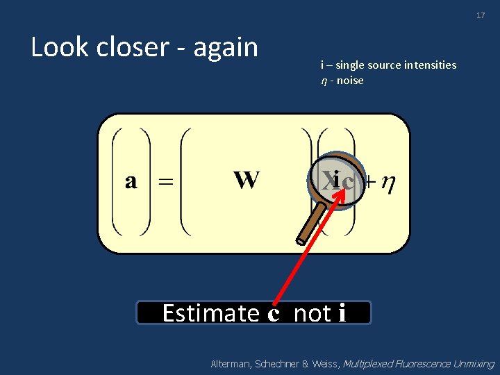 17 Look closer - again i – single source intensities η - noise i