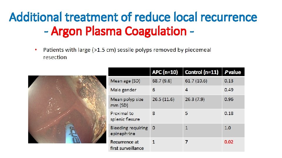 Additional treatment of reduce local recurrence - Argon Plasma Coagulation - 