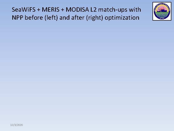 Sea. Wi. FS + MERIS + MODISA L 2 match-ups with NPP before (left)