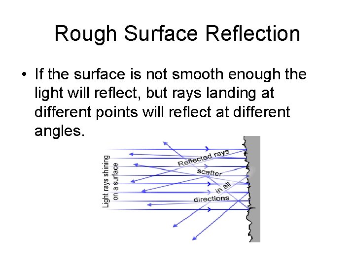 Rough Surface Reflection • If the surface is not smooth enough the light will
