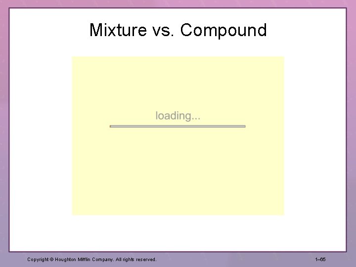 Mixture vs. Compound Copyright © Houghton Mifflin Company. All rights reserved. 1– 65 