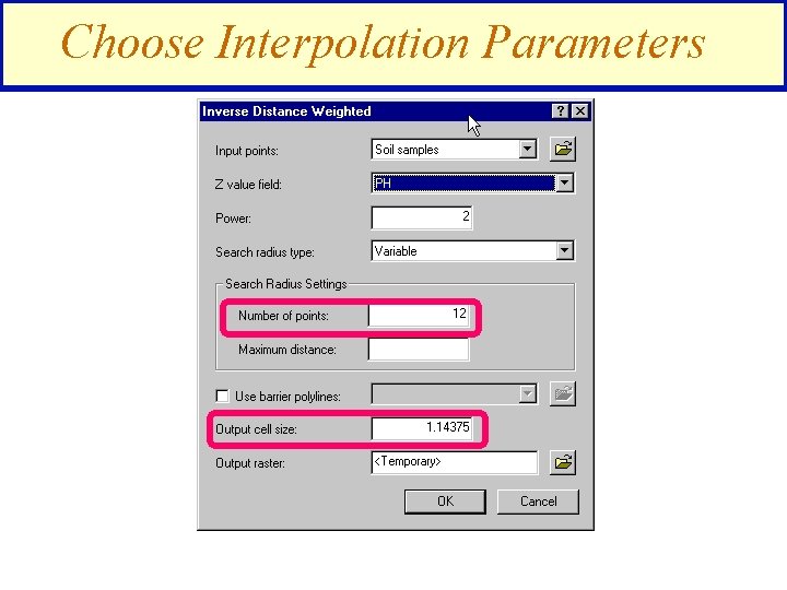 Choose Interpolation Parameters 