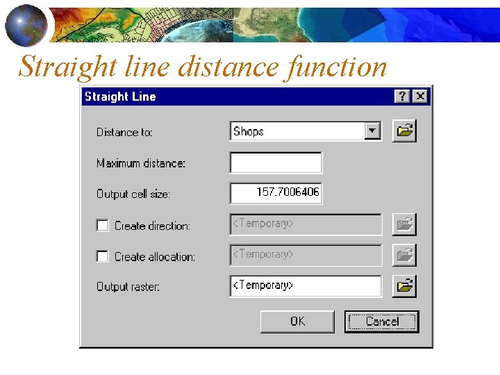 Straight line distance function 