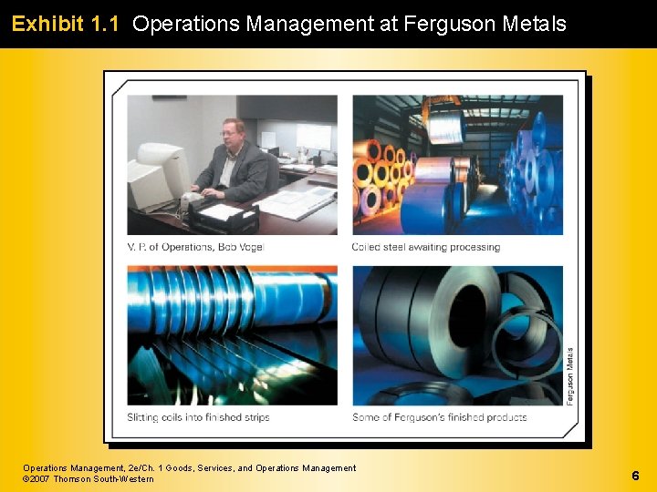 Exhibit 1. 1 Operations Management at Ferguson Metals Operations Management, 2 e/Ch. 1 Goods,