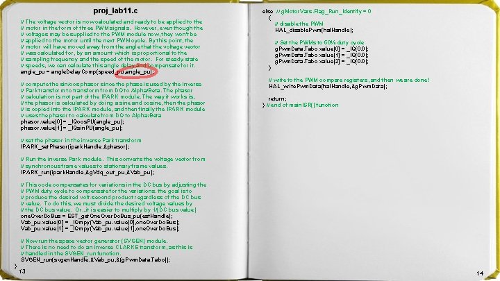 proj_lab 11. c // The voltage vector is now calculated and ready to be