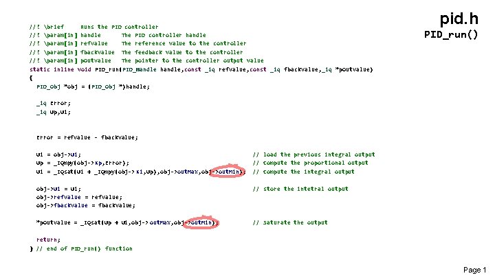  //! brief Runs the PID controller //! param[in] handle The PID controller handle